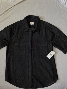 AG Adriano Goldschmied Black Short-Sleeve Button-Down Shirt